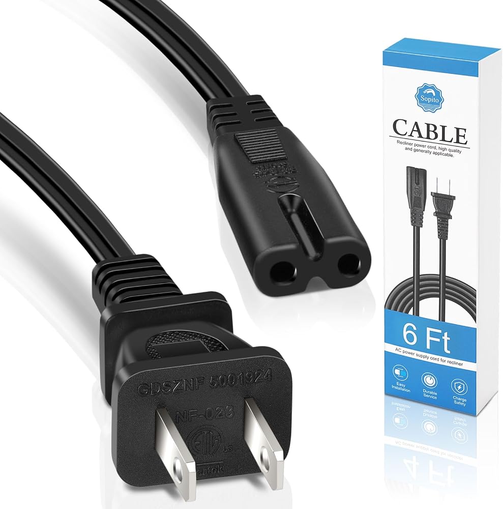 Recliner Power Cord Replacement Sopito 6ft 2 Prong Power Recliner Cable Replacement