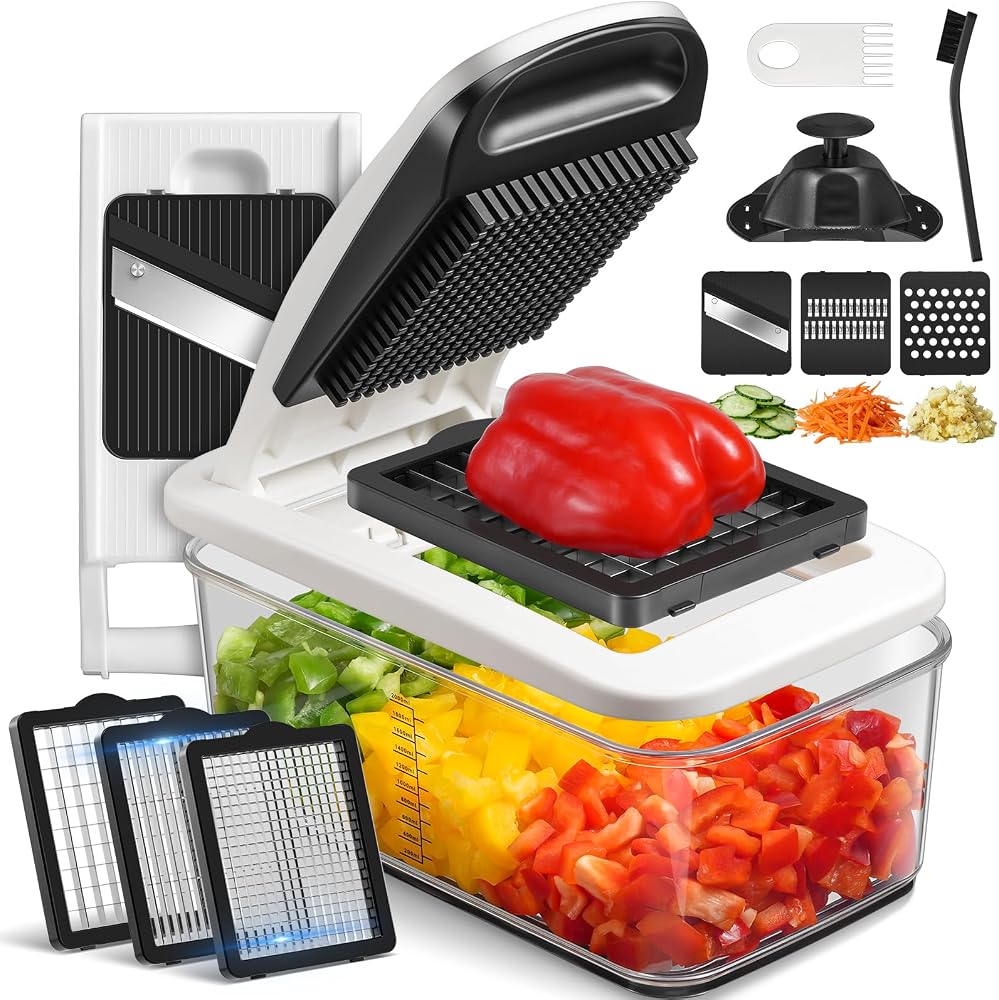 Sopito Vegetable Chopper Mandoline Slicer - Multifunctional Veggie Food Chopper With 6 Blades & Container
