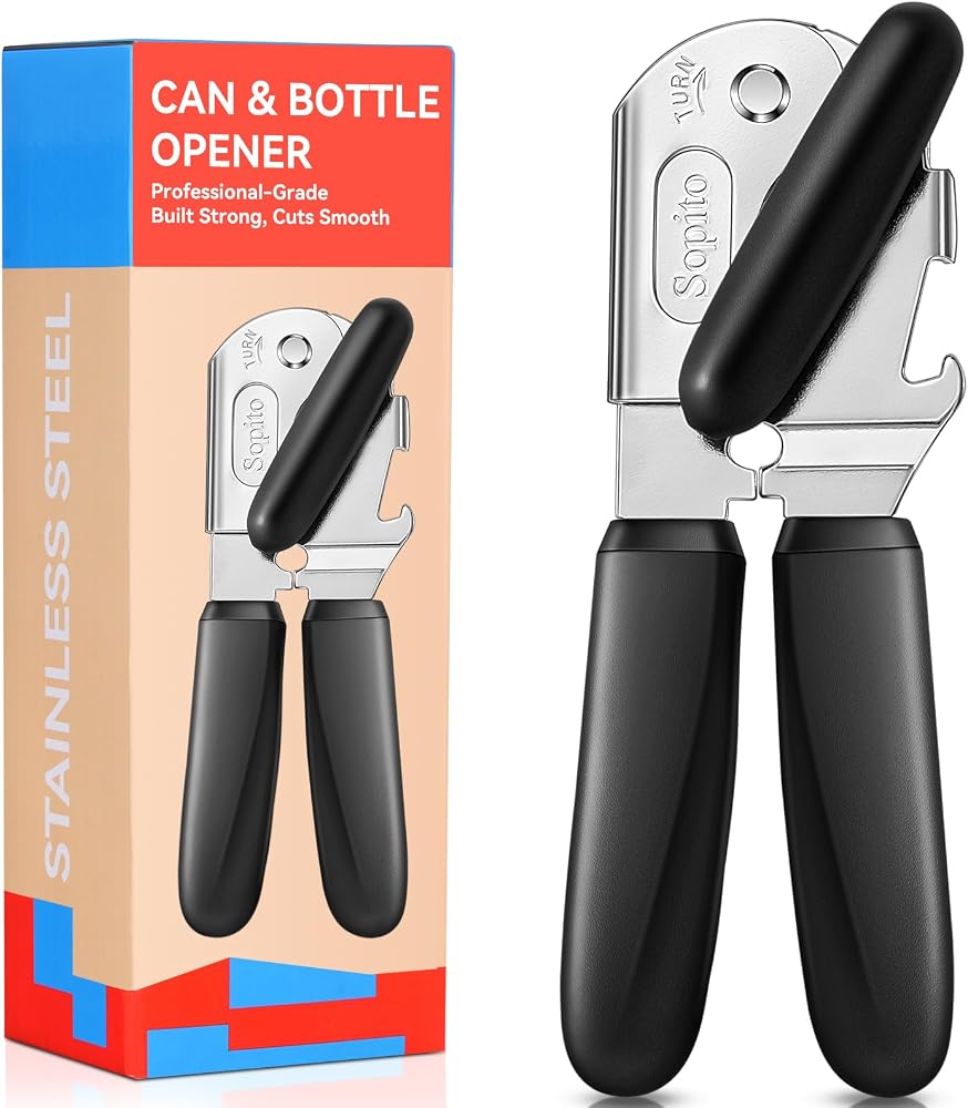 Sopito Can Opener Manual Magnetic Can Openers for Seniors Heavy Duty with Sharp Stainless Steel Blade